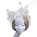 Produktbild WINOMO Frauen Braut Hochzeit Feder Mesh Fascinator Schleier Haar Clip Cocktail Hut Derby Hut Party Haar Hoop