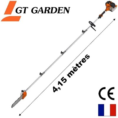 GT Garden Élagueuse thermique sur perche, 52 cm3, 3 CV, longueur 4.15 mètres