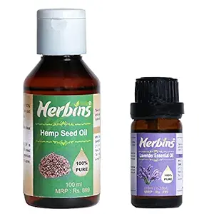 Herbins 100% Pure cold pressed Hemppe Seed Oil for hair growth, skin care, face -100ml, Free Lavender Essential Oil-10ml with every purchase