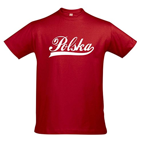 T-Shirt Polen Oldschool Polska LÄNDERSHIRT EM / WM FAN Trikot S-XXL , Red – weiß , S