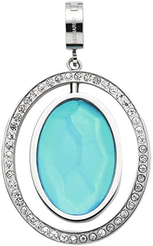 JEWELS BY LEONARDO women pendant Sonata Darlin's stainless steel/silver colored glass crystal stones turquoise green blue Darlin's Clip groß oval ornament glitter 016545