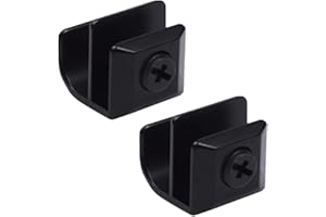 Heuskay 2 maniglie per porta in vetro, manico con clip in vetro, in lega di zinco, senza foratura, morsetti per porte, maniglie per vetro da 3 a 5 mm, cassetto vetrina, C (nero)