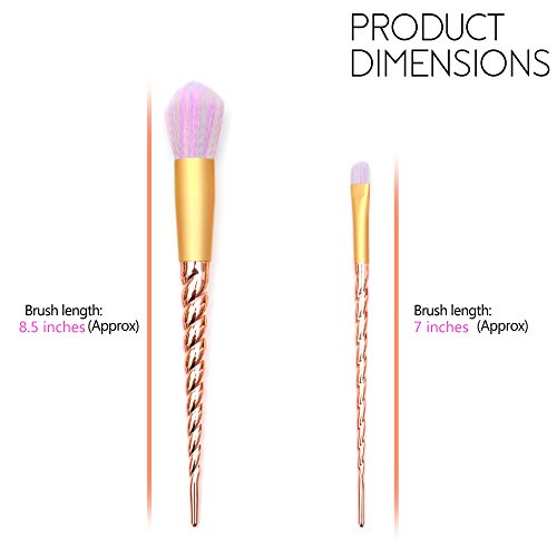 Qivange Makeup Pinselset Einhorn Schminkpinsel Foundation Lidschatten Blending Pinsel Pulver Concealer Kontour fächerförmige Pinselset (10pcs, Gold) - 4