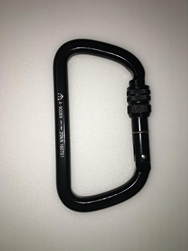 Preisvergleich Produktbild Schwerlast-Karabinerhaken, schwarz - aus Werkzeugstahl mit Schraub-Sicherung, Tragkraft 20kN => mehr als 2 Tonnen!