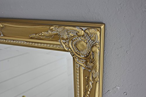 elbmöbel Wandspiegel in gold antik mit Patina 82 x 62cm barock mit Holz-Rahmen und Facettenschliff - 4
