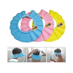 DreamAuro New Adjustable Safe Soft Bathing Baby Shower Cap, Wash Hair for Children, Baby Eye Ear Protector While Bathing Shower/Shamoo Pack of 1 Baby Shower Cap