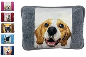 VITBEL Borsa Acqua Calda Elettriche con Morbida Fodera in Peluche; 500 watt;Temperatura max 75°C;utile come Scaldamani e Scaldapiedi;Ideale per Alleviare Dolori Muscolari,Dorsali e Mestruali (Cane-Grigio)