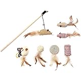 Xiaomai Katzenspielzeug Set 7 teilig mit Katzenangel, Naturprodukt