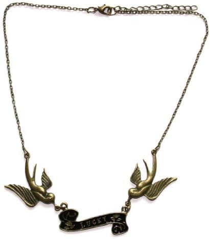 WMA Fashion Swallow Tattoo Rockabilly Lucky Vintage Brass Bird Necklace Birds Rock Chic women