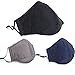 Produktbild 3 Masken Außen Staubschutz Mund Maske Baumwolle Anti Verschmutzung/Haze Herbst Winter Maske Gesicht Warm respiratoire Reise Ski Fahrrad Motorrad mit PM 2.5 Filtern Aktivkohlefilter für Herren Damen Gris Foncé+bleu Foncé+noir