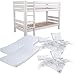 Produktbild Bubema Maja Massivholzbett, ohne Rutsche, Buche weiß lackiert / 2 x OrthoMatra Kidz Kindermatratze, Größe: 90 x 200 cm / 2 x f.a.n. Steppbett Kansas, 135 x 200 cm + 2 x Kissen Kansas 80 x 80 cm