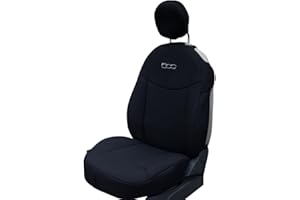 Italfodere - Coppia Coprisedili Anteriori Compatibili con Fiat 500 dal 2007 in Poi - Cotone Accoppiato - Fatti a Mano - Eleganti e Resistenti - Accessori Auto Interno - Made in Italy - Nero