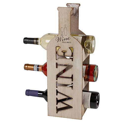 Weinregal aus Holz, Vintage-Look, 3 Flaschen, Einrichtungsdesign und Geschenkidee - 4