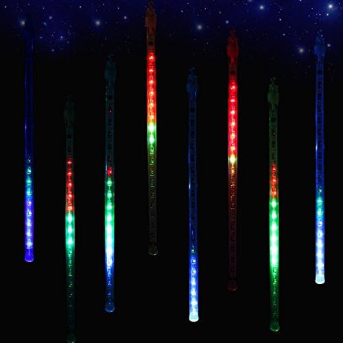 Meteor Shower Rain Lights Christmas LED Decoration Falling Drop String Light icicle 8 Tube 50cm 240 LED(Multi)