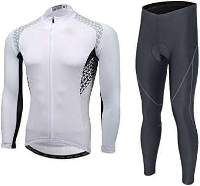 Baymate Mens Quick Dry Outdoor Sports Set Long Sleeve Cycling Jersey Padded Pants Set Outfit