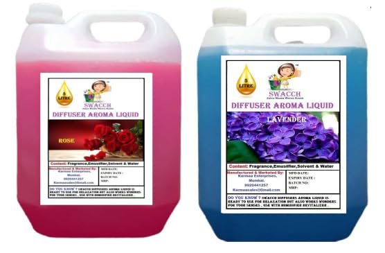 Swacch Diffuser Aroma Liquid (5 Litre) (Pack of 2) Rose & Lavender