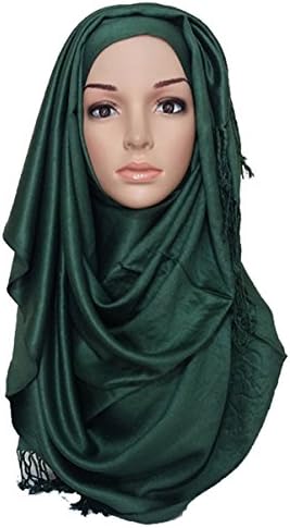 Sheen Pashmina Oversized Shiny Plain Pashmina Drape hijab Natural Drapes Abaya (Bottle Green)