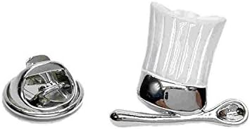 silver plated white chef hat Lapel Pin Badge / tie pin, in gift box ideal gift