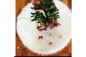 Maxesla Weihnachtsbaum Decke Weiss Plüsch Kunstfell Weihnachtsbaumdecke Rund Baumdecke Weihnachtsbaum Rock Decken Dekoration für Weihnachten (90cm / 36inches)