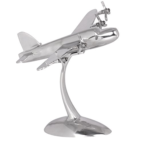 Wohnling WL1.653 Design Deko Flugzeug Propeller aus Aluminium Skulptur Metall 42 x 30 x 30 cm, silber - 3