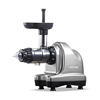 BioChef Extracteur de Jus BioChef Axis Cold Press Juicer - Extracteur Masticateur Horizontal pour Herbe de Blé, Fruits et Légumes avec 20 ans de Garantie BioChef (Argent)