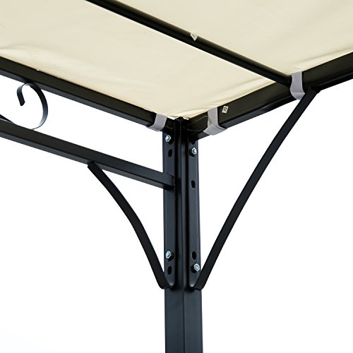 Outsunny® Pergola Gartenpavillon Pavillon Überdachung Zelt Metall Creme 297x297cm - 7