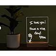 True-Ally 3D Acrylic Writing Board with Light, LED Message Board, Rewritable Acrylic Message board with Wooden stand, Dry Erase Board with 3 Pen for Note/Message/for Home, Offices (Small (15x15 Cm))