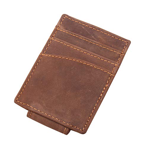 Preisvergleich Produktbild JJJDDMW Männer Geldscheinklammern aus echtem Leder Vordertaschenklemme für Geldscheinhalter Magnet magische Geldscheinklammer Brieftasche mit Karte ID Fall
