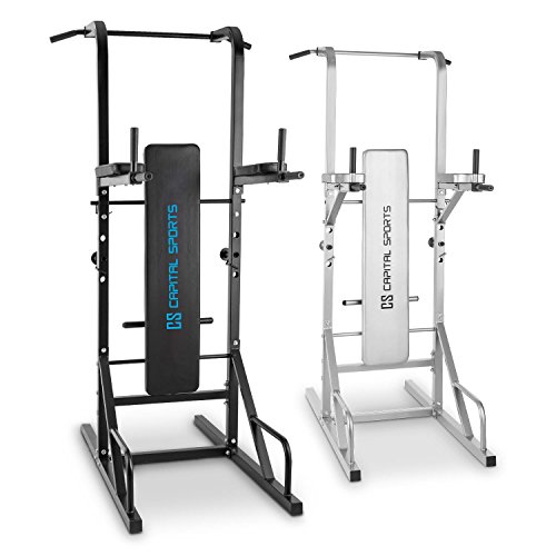 CAPITAL SPORTS Spiris Fitness-Kraftstation Multitower Heimtrainer (Klimmzugstange, Dip Station, klappbare Trainingsbank für ein effektives Ganzkörpertraining) - 9