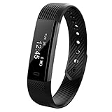 boger Smart Sport Armbänder ID115 Smart Armband Fitness Tracker Schrittzähler Activity Tracker Monitor Alarm Uhr Vibration Armbanduhr..., blcak