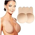 Purabelle Women Silicone Invisible Breast Bra -Lift Boob Push Up Rabbit Tape Nipple Cover (Size M,L) Black/Beige