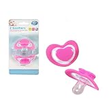 First Steps Pack of 2 Dummies with Orthodontic Teat in Pink Heart Shape