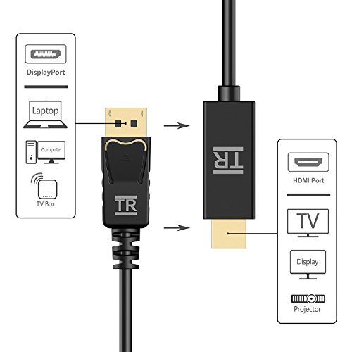 DP auf HDMI, TechRise 2-Meter Vergoldet Displayport zu HDMI Kabel HDTV Konverter Adapter, Full HD 1080p Hochgeschwindigkeits Video und Audio unterstützt - 6