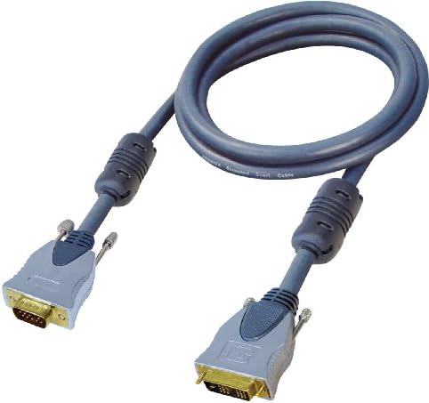 All4u BBC 57 DD DVI Cable DVI Plug 18+1P to Sub D Plug 15P HD, Single Link, 3x Coax / RGB 2m, Blue