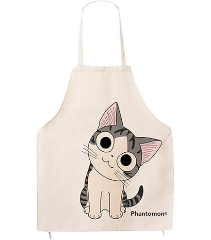ABAKUHAUS Kat Keukenschort, Gray Scottish Fold Theme, Unisex Keukenschort met Verstelbare Nekband voor Koken en Tuinieren, Pale Blue paarsblauw