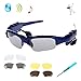 Produktbild Drahtlose Kopfhörer Sonnenbrille,KINGCOO Sport Bluetooth Musik Headset Kopfhörer für iPhone 7/7 Plus Samsung Bluetooth-Geräte + Gratis Austauschbare 3 Paar Objektiv (Blau)