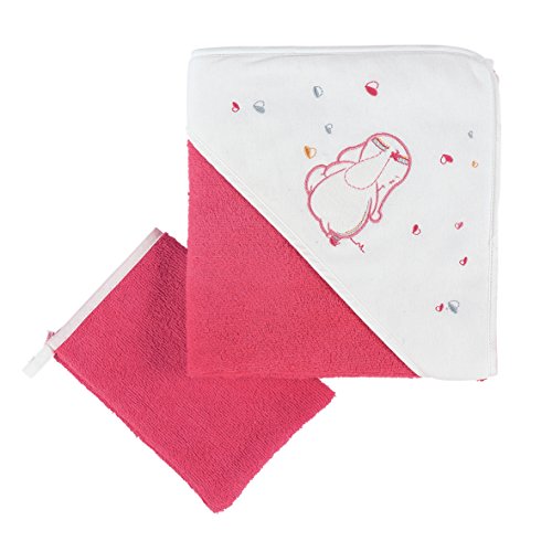 Noukies BB 1589.50 Anna and Pili Hooded Bath Towel Raspberry