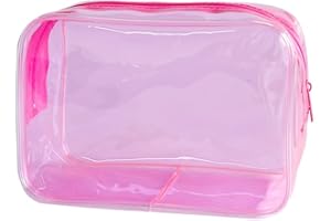 TotePrint Clear PVC Toiletry Bags in 1 Bright Colours Large Capacity, Light Pink, Modern