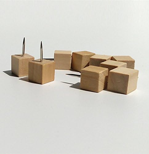 Meeya Wood Head Push Pins Thumb Tacks Decorative Home Office Novelty Style Square 10pcs
