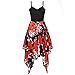Price comparison product image 70S Fancy Dress Costumes for Women, Women Vintage Sleeveless O Neck Floral Printed Evening Party Prom Dress RD/M(Red, M)