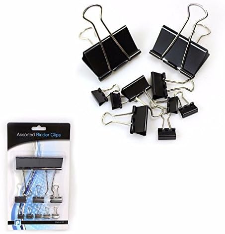 HK 10 Pk Assorted Sizes BULLDOG CLIPS-Stationery Binder Clips, Home, School, Office & Includes Mobile Eraser