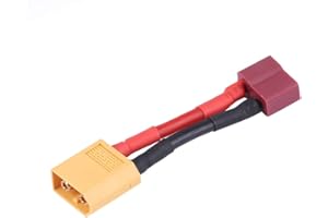 KIMISS Deans Style T, Cable Adaptador de Conector Macho T Enchufe un Enchufe Hembra a Cable XT60 para Cargador ESC de Batería RC