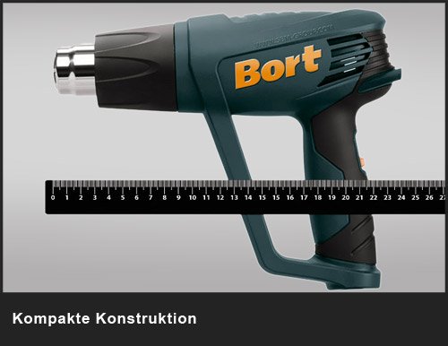 Bort BHG-2000U-K 2000 Watt Heißluftgebläse 2 stufig bis 600 С° inkl. 4-teiligem Zubehör - 2