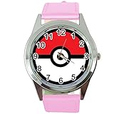 taport® Pokemon Quarzuhr pink Leder Band + Gratis Ersatz Batterie + Gratis Geschenkverpackung