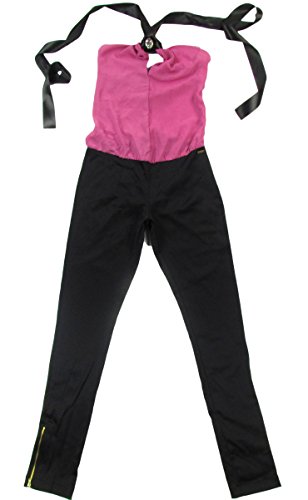 MISS SIXTY "Diamond Overall Jumpsuit" womens casual pants with rhinestone (black/pink)