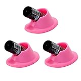 Best Value Set of 3pcs High Quality Pink Silicone Anti Spill Non Slip Polish Varnish Bottles Holders For Nail Art By VAGA