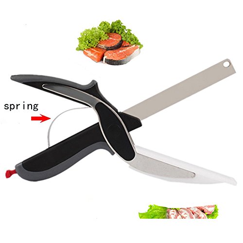 Intelligente -2 in1 vielseitig Küchenschere / integrierte Schneidebrett effizienter Schneiden Gurke, Gemüse,… Edelstahl Gemüseschneider