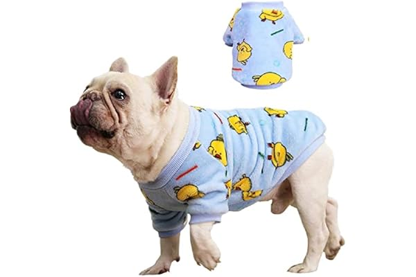 PETANGEL Fleece Dog Shirt, Soft Flannel Dog Sweatshirt Clothes for Puppy Small Dogs, Cute Duck Winter Party Dress Up Clothes for French Bulldog, Poodle Pug (Size: XXL, Chest: 68 cm), blue, 1 Count