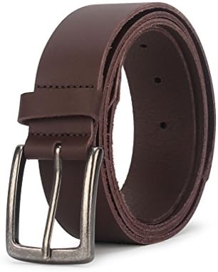 TONFAITH High Quality Men's Classic Genuine Leather Belt Casual Style Length With Anti Nickel Buckle (80 CM / 32 inch, Brown)