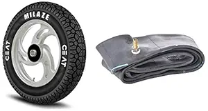 Ceat Milaze 90/100 - 10 53J Tube-Type Scooter Tyre,Front and Rear and Tube